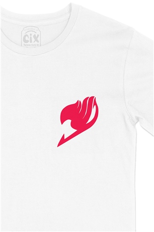 Fairy Tail Logolu Cep Logo Tasarımlı Beyaz Tişört