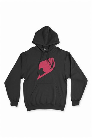 Fairy Tail Logolu Siyah Kapşonlu Sweatshirt Hoodie