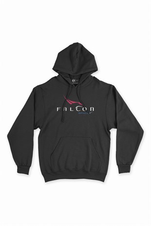 Falcon Spacex Siyah Kapşonlu Sweatshirt Hoodie