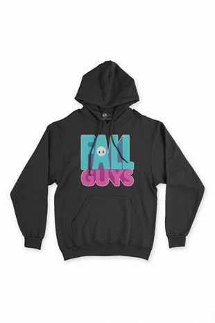 Fall Guys Siyah Kapşonlu Sweatshirt Hoodie