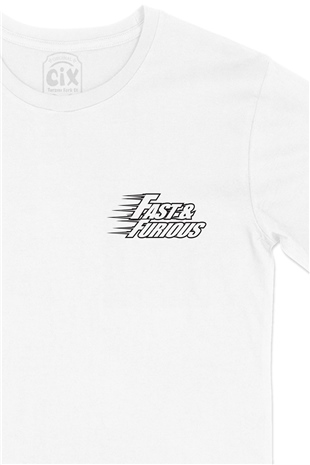 Fast And Furious Cep Logo Tasarımlı Beyaz Tişört