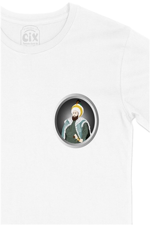 Fatih Sultan Mehmet Cep Logo Tasarımlı Beyaz Tişört