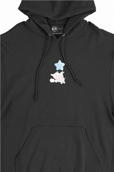 Fil Mavi Yıldızlı Minimal Kapşonlu Sweatshirt Hoodie