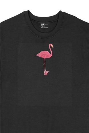Filamingo Tasarım Siyah Sweatshirt