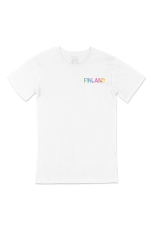 Finlandiya Cep Logo Tasarımlı Beyaz Tişört