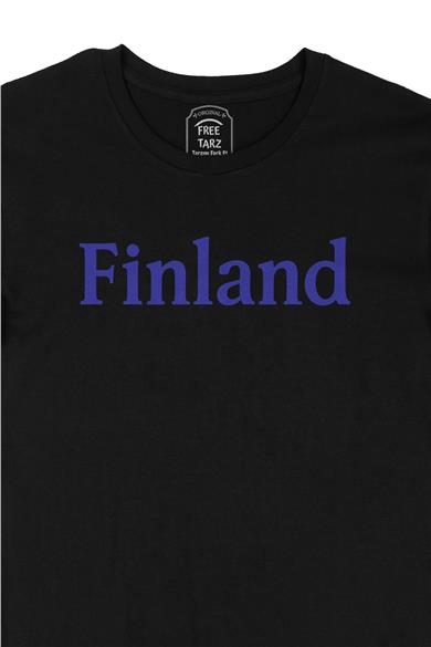 Finlandiya Finland Büyük Baskılı Siyah Tişört