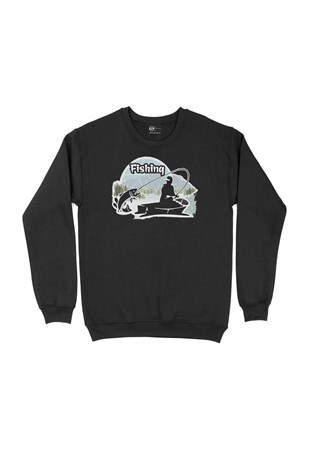 Fishing Siyah Sweatshirt