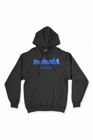 Floransa Baskılı Manzaralı Siyah Sweatshirt Hoodie