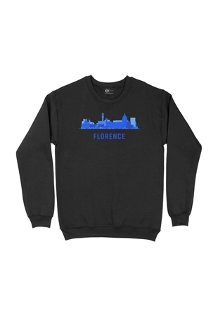 Floransa Baskılı Manzaralı Siyah Sweatshirt