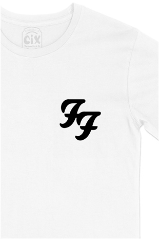 Foo Fighters Logo Cep Logo Tasarımlı Beyaz Tişört