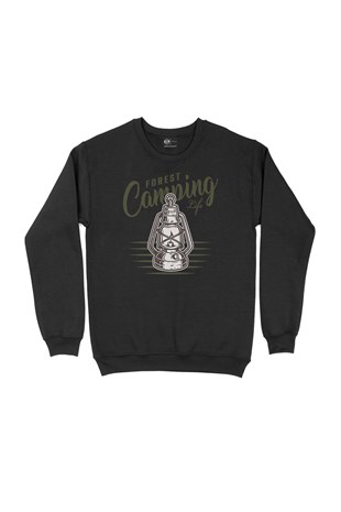 Forest Camping Life Siyah Sweatshirt