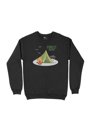 Forest Camping Siyah Sweatshirt