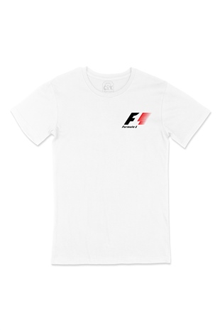 Formula 1 Cep Logo Tasarımlı Beyaz Tişört