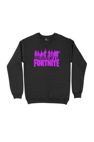 Fortnite Ailesi Siyah Sweatshirt