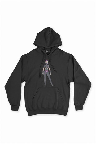 Fortnite Girl Siyah Kapşonlu Sweatshirt Hoodie