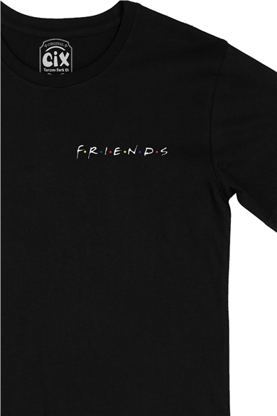 Friends Cep Logo Tasarımlı Siyah Tişört