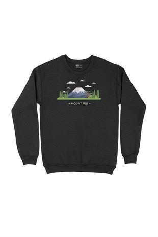 Fuji Dağı Siyah Sweatshirt