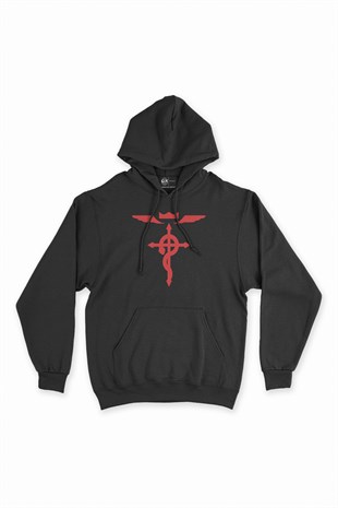 Full Metal Alchemist Siyah Kapşonlu Sweatshirt Hoodie