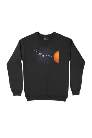 Galaksi Tasarımlı Siyah Sweatshirt