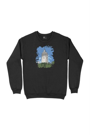 Galata Kulesi Siyah Sweatshirt