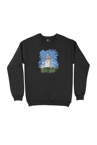 Galata Kulesi Siyah Sweatshirt