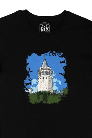 Galata Kulesi Siyah Tişört