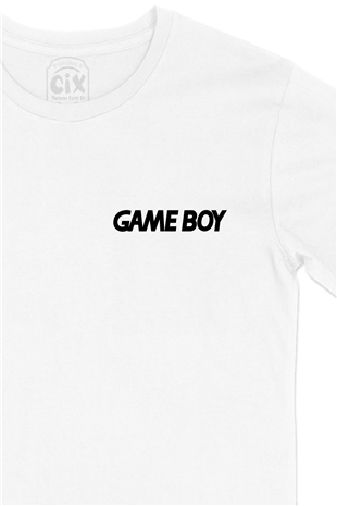 Game Boy Logolu Cep Logo Tasarımlı Beyaz Tişört
