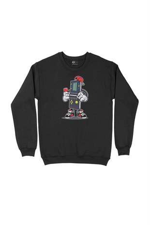Game Boy Siyah Sweatshirt