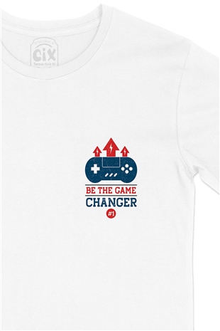 Game Changer Cep Logo Tasarımlı Beyaz Tişört
