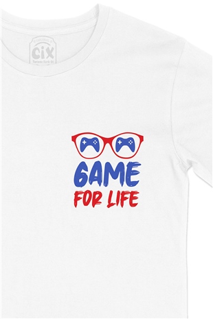Game For Life Cep Logo Tasarımlı Beyaz Tişört