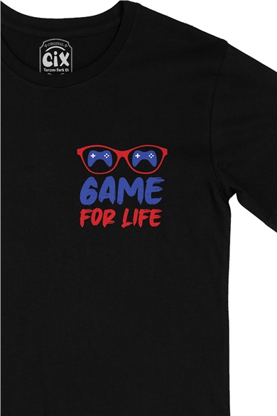 Game For Life Cep Logo Tasarımlı Siyah Tişört