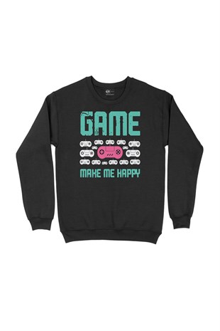 Game Make Me Happy Siyah Sweatshirt