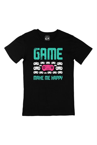 Game Make Me Happy Siyah Tişört