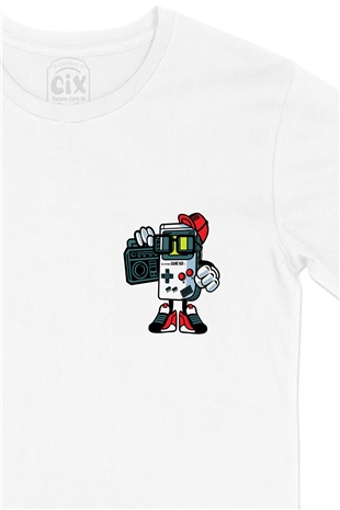 Gamer Cep Logo Tasarımlı Beyaz Tişört