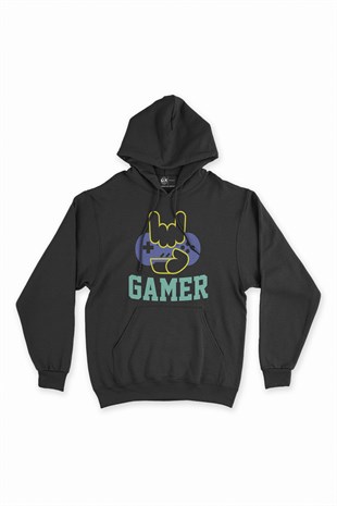 Gamer Hand Siyah Kapşonlu Sweatshirt Hoodie