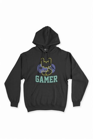 Gamer Hand Siyah Kapşonlu Sweatshirt Hoodie