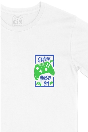 Gamer Mode On Cep Logo Tasarımlı Beyaz Tişört
