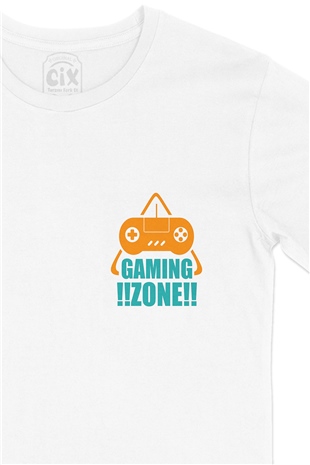 Gaming Zone Cep Logo Tasarımlı Beyaz Tişört