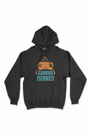 Gaming Zone Siyah Kapşonlu Sweatshirt Hoodie