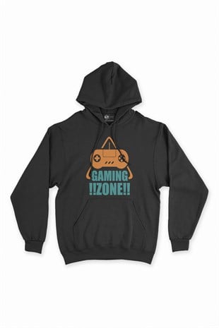 Gaming Zone Siyah Kapşonlu Sweatshirt Hoodie