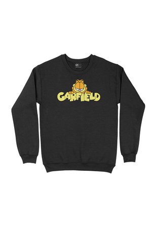 Garfield Logolu Siyah Sweatshirt