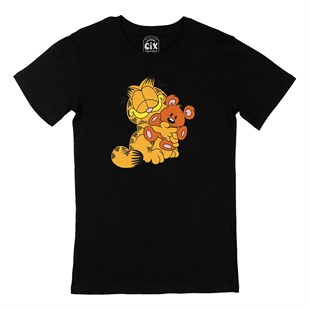 Garfield ve Ayıcık Siyah Tişört