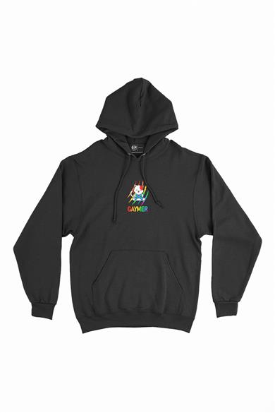 Gaymer Kedi Oyuncu Gamer Minimal Kapşonlu Sweatshirt Hoodie