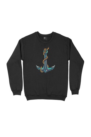 Gemici Çıpa Siyah Sweatshirt
