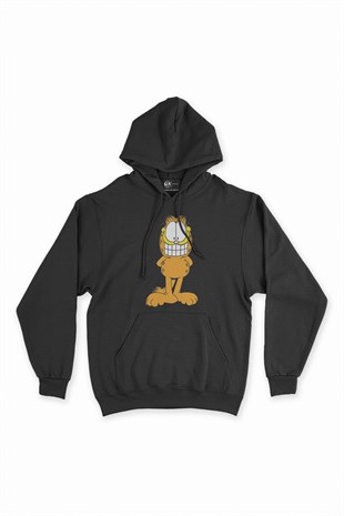 Gıcık Garfield Siyah Kapşonlu Sweatshirt Hoodie