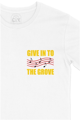 Give In To The Grove Cep Logo Tasarımlı Beyaz Tişört
