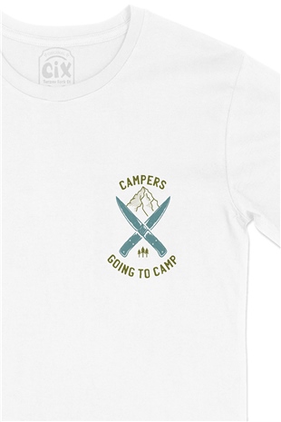 Going To Camp Cep Logo Tasarımlı Beyaz Tişört