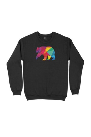 Gökkuşağı Renkli Polygon Ayı Sweatshirt