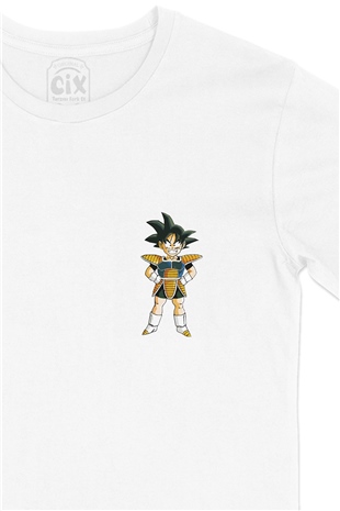Goku Dragon Ball Cep Logo Tasarımlı Beyaz Tişört