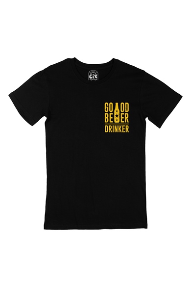 Good Beer Drinker Cep Logo Tasarımlı Siyah Tişört
